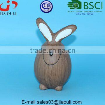BSCI Audit Dehua Factory Brown Painted Ceramic Rabbit, Fat Sitting Rabbit photo-2