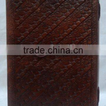 Handmade Vintage Strip Closer Camel Embossed Leather Diary photo-2