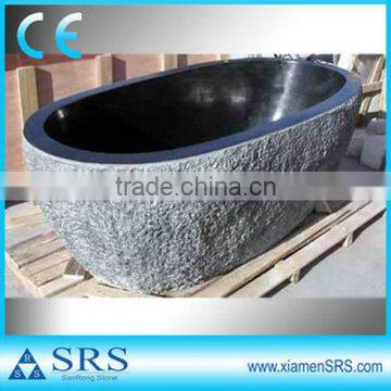 Blue limestone oval freestanding bathtub