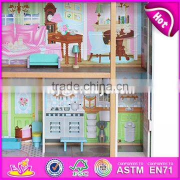 2017 Best Design Luxurious Three Floors Wooden Kids Modern Dollhouse With Furniture W06A247 photo-4