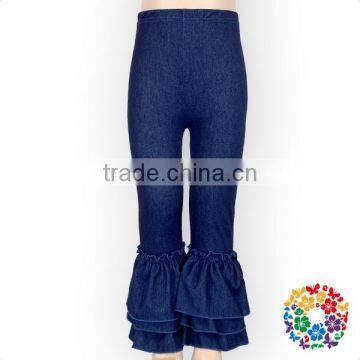 New Arrival Girls Jeans Solid Color Tight Jean Pants 0-6 Years Old Baby Icing Ruffle Pants