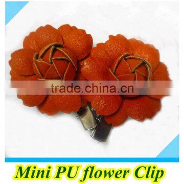 Mini PU leather rose flower hair accessories