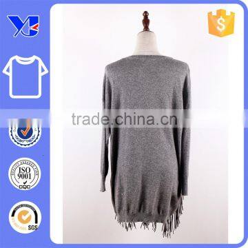 Top Fall Wear Fashionable Design With Hem Fringes Woolen T-shirt photo-2