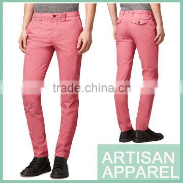 Slim Fit Men's Pink Pants Wholesale 2015 New Arrival 100% Cotton Trousers For Men