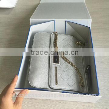 Luxury popular in USA white magnetic folding box pantone printing logo and packing for handbag