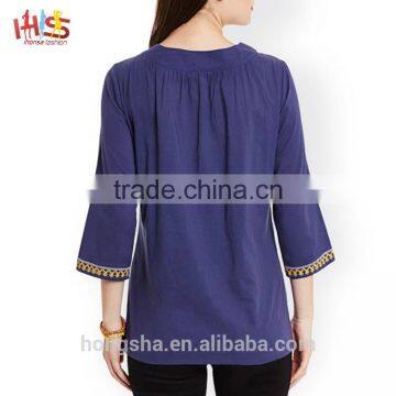 Long Kurti Neck Designs of Kurtis Blue Embroidery Kurti With Jacket Designs Image photo-4
