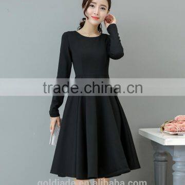 2016 Customized Manufacture Fashionable Wholesale Women Plain Color Dress Long-sleeve Spring Autumn Ladies Dress photo-5