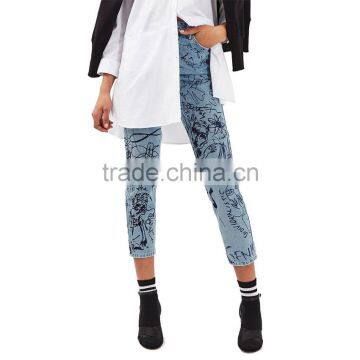 High-end Scribble Crop Mom Jeans photo-2