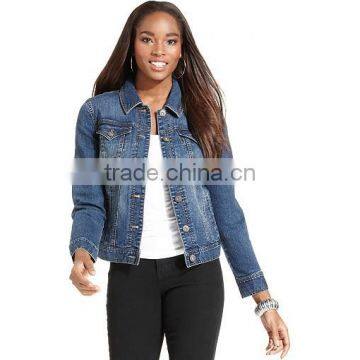2017 New Design Sample Wholesale China Guangzhou Denim Facotry Winter Jean Women Long Sleeves Hooded Bomber Jacket for Ladies photo-3