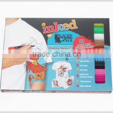 Fabric marking pen in permanent ink 1.0mm fiber tip 10pcs per box Kearing marker+customized packing #FM110
