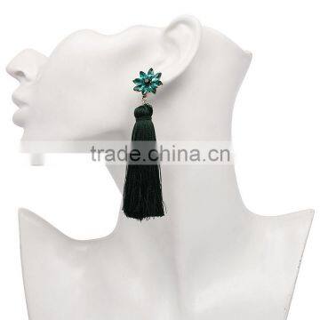 Bohemian Jewelry Rhinestone Gems With Long Colorful Tassel Charms Earrings for Women photo-2