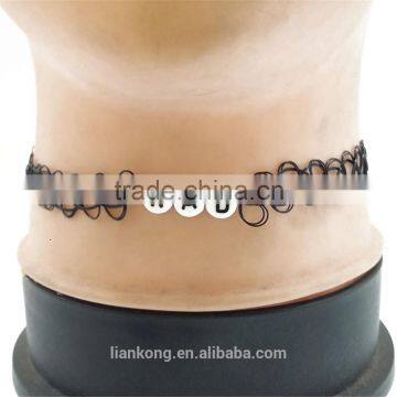 Factory Wholesale Plastic Big Fabric Black Choker Necklace photo-3