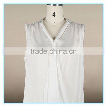 Ladies Sleeveless Chiffon Blouse Silk Charmeuse Fabric New Design Fashion Top photo-4
