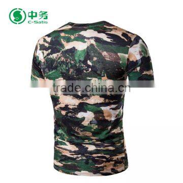 New Style Summer 100% Cotton Short Sleeve Camouflage Printed T Shirt for Men photo-5