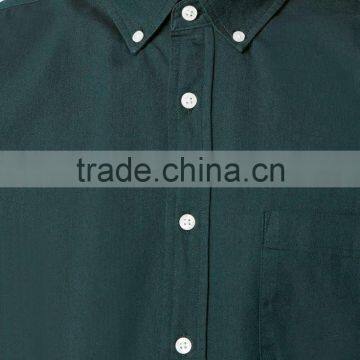 Dark Green Oxford Long Sleeve Casual Shirt photo-2