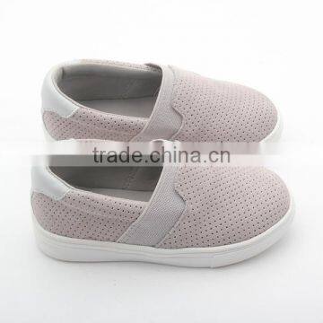 Flat Sole Kids Grey Hole Leather Baby Fashion Shoes photo-3