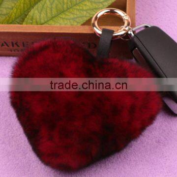 Myfur Mixed Colors Genuine Accessories Fur Heart-Shaped Keychain Bag Charm