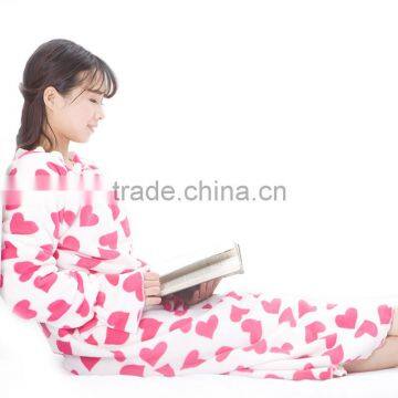 Heart printed women bathrobe