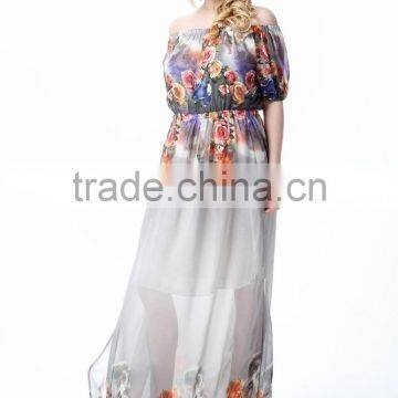 China Manufacturer Elegant Ladies Floral Print Sleeveless Dresses Plus Size