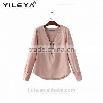 New Fashion Elegant European Style Women Chiffon Blouse Long Sleeve photo-2