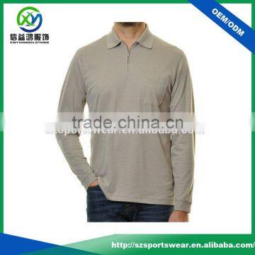 Long Sleeve Dry Fit Material 1/4 Zipper Design Grey Color Polo Shirt photo-1