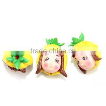 Yellow Hat Little Girl Doll Polymer Clay Micropore Bead For Jewelry Making