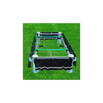 American style casket lowering device with stands and curtains