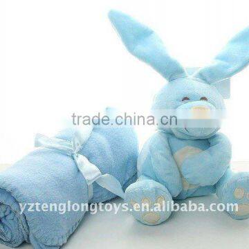 2012 New style cheap and cute rabbit type plush animal blanket for baby