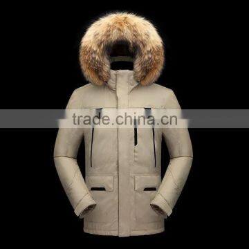 2016 Custom Wholesale Fashion Long Fur Hood Men Russian Winter Coat