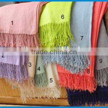 High Quality Solid Colour Lady's Fashionable Linen Scarf photo-2