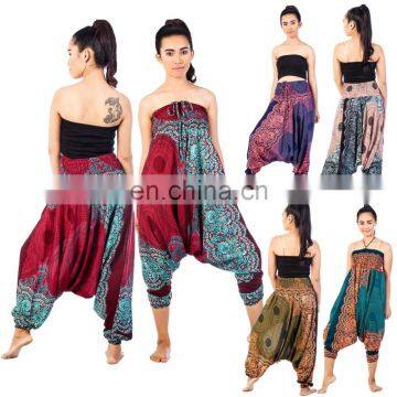 Rose Flower Harem Yoga Jumpsuit Dance Hammer Trousers Pants