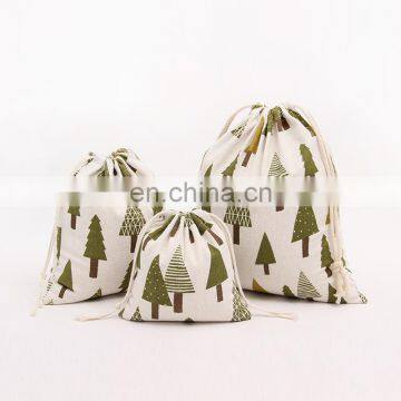 Mini Christmas tree printed wholesale santa sacks