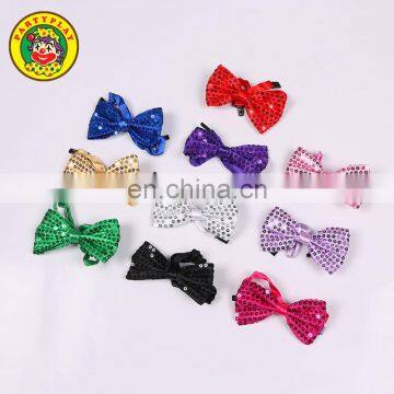 Size ribbon sequin flashing bow tie with trim