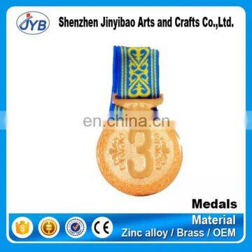 custom made round shaped enamel race metal medal with gold painting