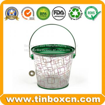 Customized Transparent PVC Metal Bucket Tin For Sweets Cookies Food Packaging