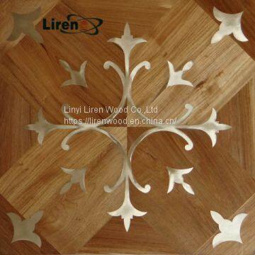 Wood Metal Steel Brass Inlay Parquet Flooring photo-2