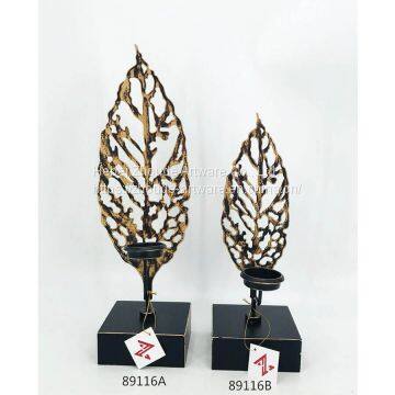 New Design Metal Hollow Leaf Shape Candle Holder for Home Decoration photo-3