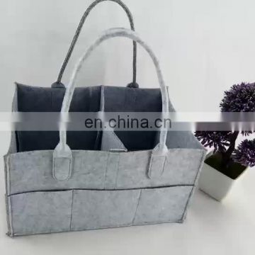 Wholesale grey felt baby diaper bag organizer with customized logo