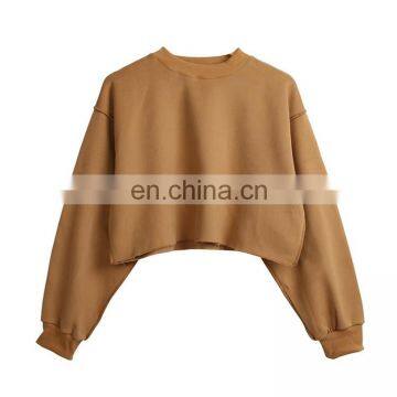 Custom Logo Long Sleeve Bulk Blank Women Blank Cropped Top Hooded Sweater photo-3