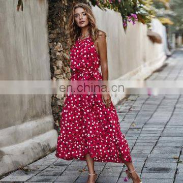 Original Designer Explosion Models 2020 Summer Polka Dot Holiday Style Big Swing Dress Factory Direct Sales photo-2