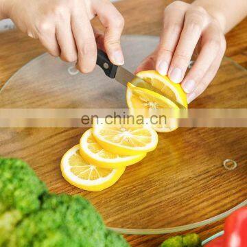 Round Clear Tempered Glass Cutting Board Set, 4 Pcs, 11.75-inch Tableware Kitchen Decorative Trays With Non-slip Legs