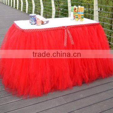 Red Handmade Tutu Tulle Table Skirt Cover for Party Centerpiece SD103