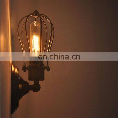 Tonghua Vintage Iron Cage Edison Filament Bulb Wall Lamp E26 E27 Lamp Holder Black Home Decor Light