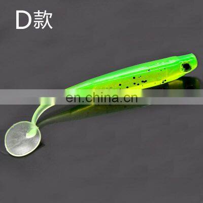 9cm 5g 5pcs a bag 3D T-tail Ocean Beach colorful seabass lifelike the colours of the rainbow silicone  fishing soft Lure