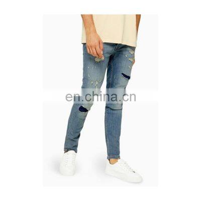 Rough and stretch slim skinny jeans pants men denim design introduce in market blue jeans