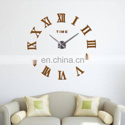 large DIY decorative frameless 3d home office Roman numerals wall sticker clock decals