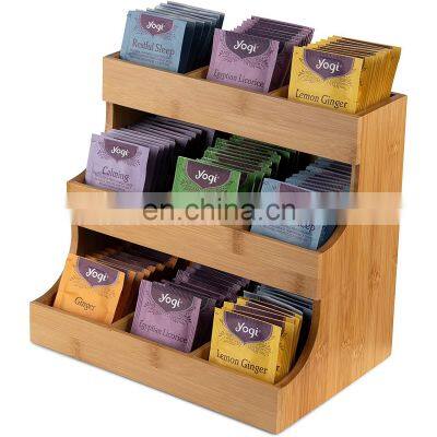 3- tier Elegant and Practical Bamboo Tea Bag Organizer Holder Wooden Tea Box Storage for Tea coffee