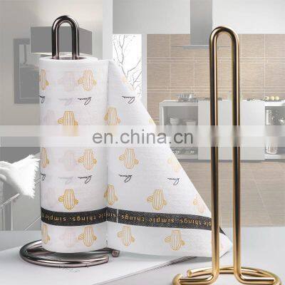Fashion Style Plated Surface Metal Wire Paper Top Quality Tissue Paper Holder for Kitchen Strengthen Pillars Kitchen Roll Holder photo-5