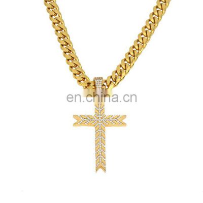 Sterling silver pave zircon iced out wholesale gold cross pendant bulk