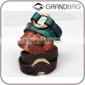 Personality High Feshion Genuine Leather Crocodile Parttern Crack Vintage Retro Style Hand Make Bracelet for mens